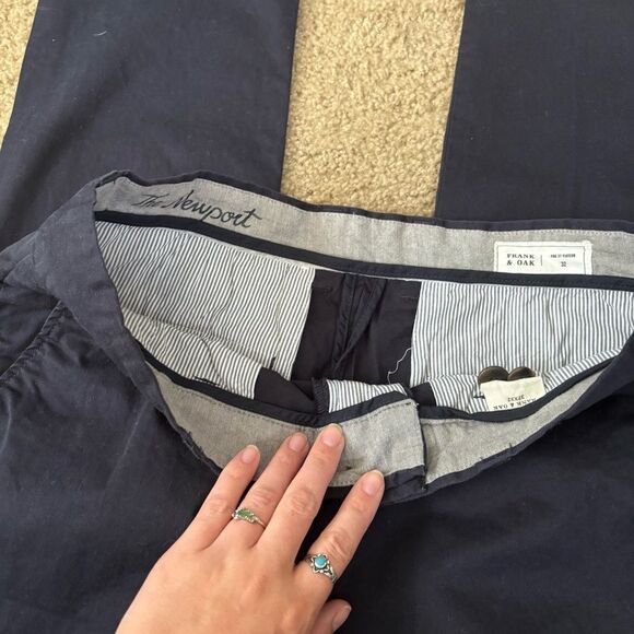 Men's Navy Pants FRANK & OAK size 32x32 the Newport chino trouser - Picture 7 of 7